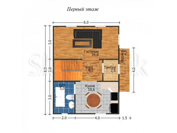 Проект Каркасный дом с санузлом ДК-28. Картинка №3
