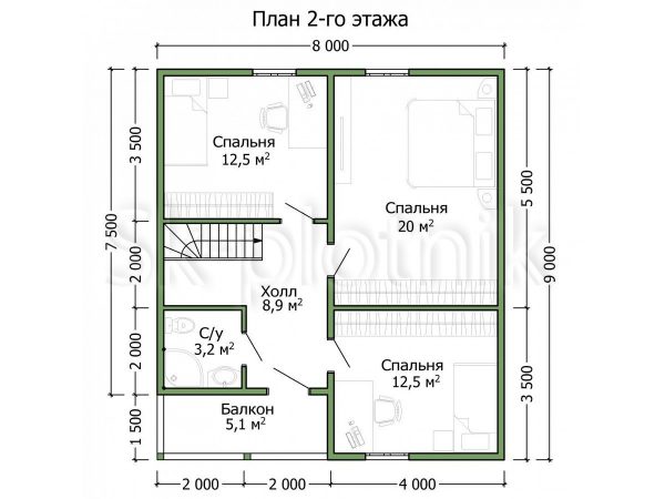 Проект Каркасный дом 10,5х9 в финском стиле ДК-90. Картинка №3