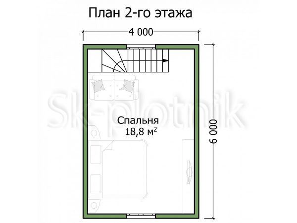 Проект каркасного дома 6х6 с двускатной крышей ДК-105. Картинка №4